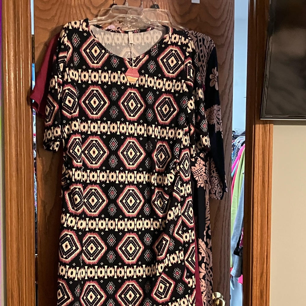 Pink Blush Maternity Stretch Knee Length Patterned Dress 3x